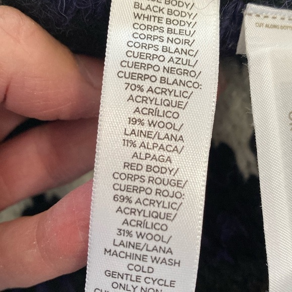 Loft Alpaca blend Sweater Vest Poncho Womens S purple black Folklore Nordic warm - Picture 8 of 9